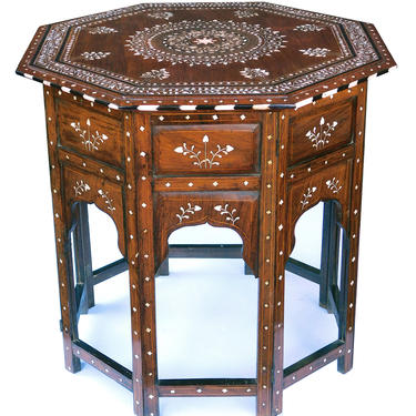 A Large & Intricately Inlaid Anglo Indian Octagonal Side/traveling Table