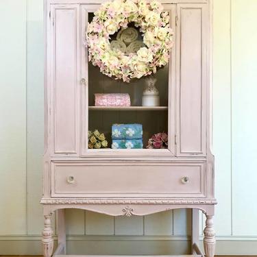 Pretty-in-Pink Vintage China Cabinet
