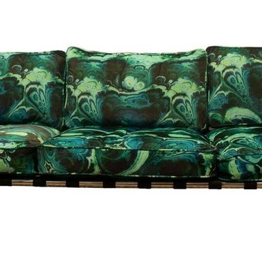 Mid-Century Modern Pace Lucite & Chrome Sofa w Jack Lenor Larson Fabric 