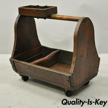 Antique American Primitive Wood Iron Carpenters Cobblers Tool Box Work Caddy