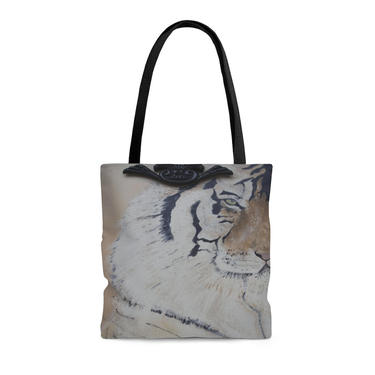 Animal Print Tiger AOP Tote Bag ~ Tiger Bamboo Tropical Tote Bag ~ &quot;The Eye Of The Tiger&quot;  Animal Print Beach Tote ~ Tropical ~ Original Art 