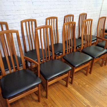 Danish Modern Nordic Furniture Teak Set Of 10 Dining Chairs (PureVintageNYC) 