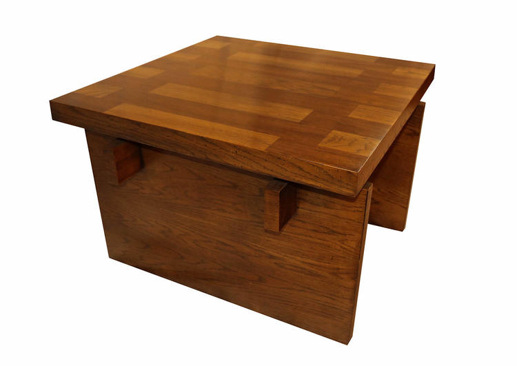 Mid Century Modern Lane Brutalist Oak Coffee Table 