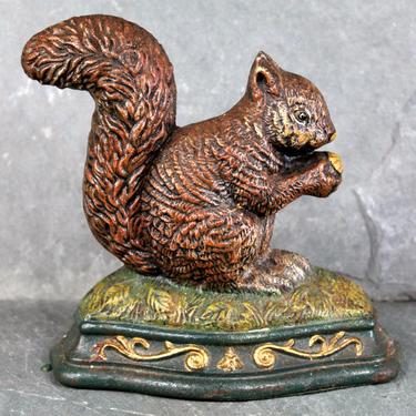 Wright Studios Cast Iron Bookend - Squirrel with a Nut Doorstop - Marked Wright Studios Painted Cast Iron | FREE SHIPPING 