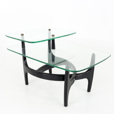 Adrian Pearsall Mid Century Modern Glass and Black Ebonized Side End Table - mcm 