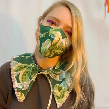 Handmade tropical floral collar mask set 