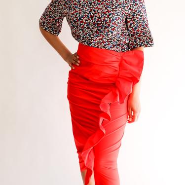 Isa Arfen Ruffle Trim Midi Skirt, Size 4
