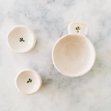 Handmade ceramic scoop // cactus &amp; white sand // stoneware coffee tea spoon 