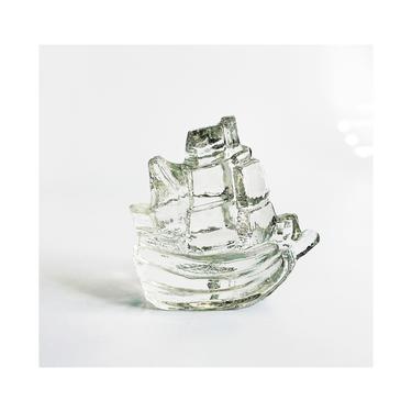 Vintage Swedish Art Glass Ship 