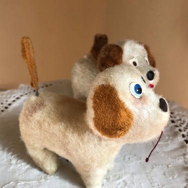Vintage Pair of Puppy Dog Wind Up Toys- tails wag- 1960's 