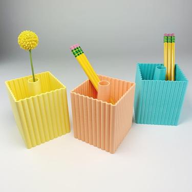 CHLOE Pen Holder with Mini Vase - Desk Organization - Office Desk Decor - Make Up Brush Holder - Home Office Decor 