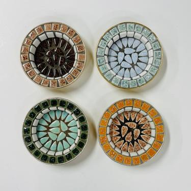 Vintage Tile Mosiac Mid Century / Drink Coaster / Ashtray / Made in Japan / Set of 4 / FREE SHIPPING 