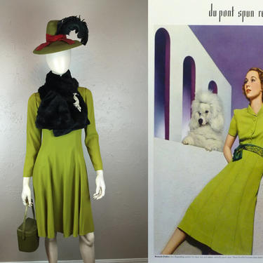 Her Little Green Devil - Vintage 1930s Redone Chartreuse Green Rayon Dress - 4/6 