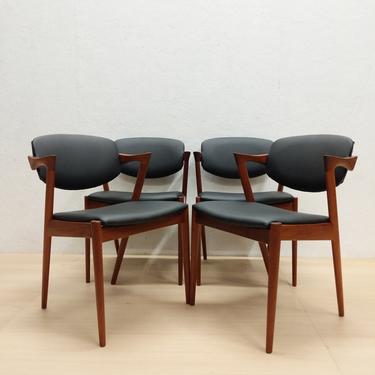 Set of 4 Vintage Danish Modern Kai Kristiansen Teak Dining Chairs - Free NYC Delivery! 