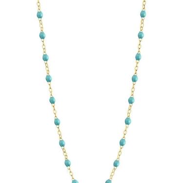 16.5" Classic Gigi Necklace - TURQUOISE GREEN + YELLOW GOLD