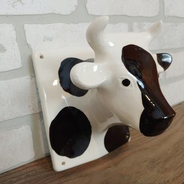 Ceramic Bull/Cow Kitchen Towel Holder 