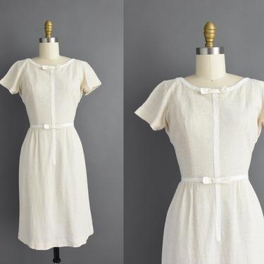 1950s vintage dress | Jonathan Logan Ivory Short Sleeve Cocktail Party Pencil Skirt | Small | 50s dress 