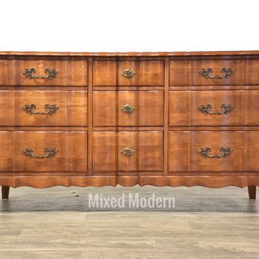 French Provincial Long Cherry Dresser 