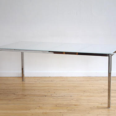 Chrome & White Glass Parsons Style Dining Table