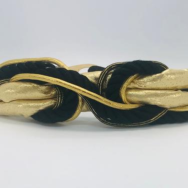 Vintage 1980s Black and Gold Belt 