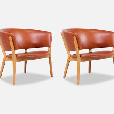 Nanna Ditzel ND-83 Leather Lounge Chairs for Søren Willadsen 
