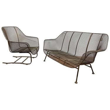 Original Russell Woodard &#8220;Sculptura&#8221; Settee and Cantilevered Lounge Chair