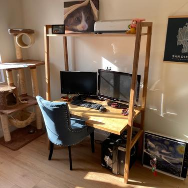 Desk Modern with Shelves - Solid Wood Rustic Farmhouse / industrial / office furniture / Modern Desk / Custom Desk / Bespoke 