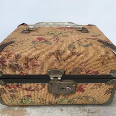 Vintage Tapestry Sewing Basket, Victorian Sewing Case, Needlework Storage, Needle Arts Case 