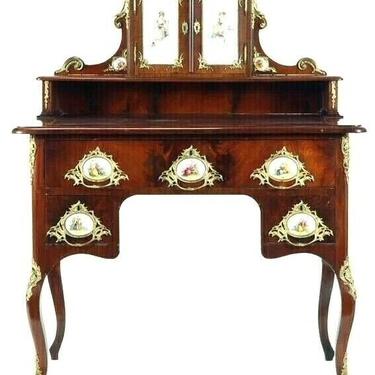 Antique Desk, Writing Continental, Bronze Mounts, Porcelain Plaques, 1800's!!
