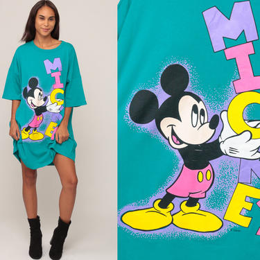 Mickey Tshirt Dress MICKEY MOUSE Pajama Dress Walt Disney Night Shirt Sleep Dress Cartoon 90s T Shirt Mini Small Medium Large xl 2xl 3xl 