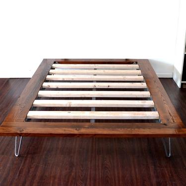 Platform Bed On Hairpin Legs King Size Solid Wood Minimal Design NEW LOWER PRICE 