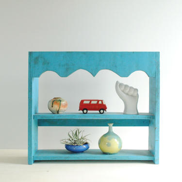 Vintage Blue Shelf, Blue Wooden Wall Shelf, Small Shelf, Wooden Spice Rack, Small Wooden Wall Shelf 