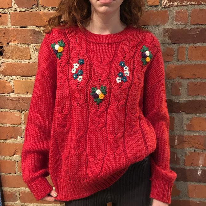 80s Red Chunky Sweater