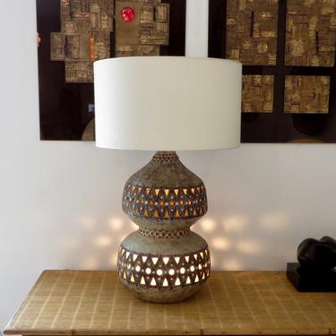 Raphael Giarrusso French Ceramic Table Lamp Accolay Circa 1967