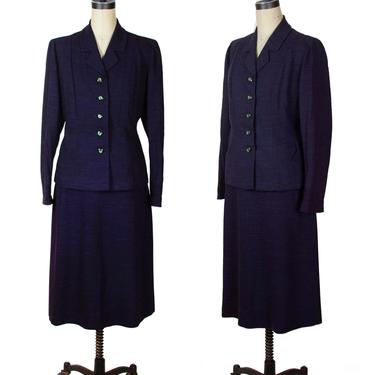 1950s Suit ~ Ladies Navy Blue Two Piece Suit 