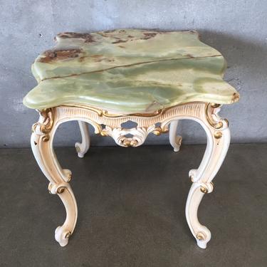French Rococo Style Onyx &amp; Wood Side Table