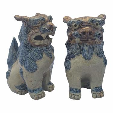 Late 20th Century Ceramic Foo Lion Sculptures - a Pair