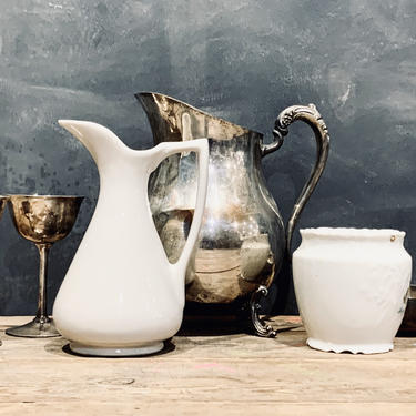 Small White Pitcher | Small White Vase | White Bud Vase | White Porcelain | White Ceramic | Ironstone Pitcher | Ironstone Vase 