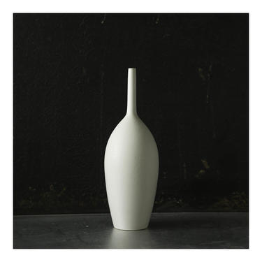 SHIPS NOW- Seconds Sale- one 9.5&quot; tall skyscraper bottle vase in white matte glaze by Sara Paloma Pottery. modern bud vase minimal 
