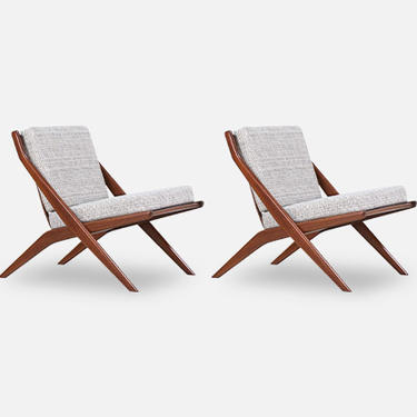 Pair of Folke Ohlsson &quot;Scissor&quot; Lounge Chairs for Dux