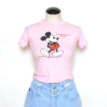 Vintage 80's Pink MICKEY MOUSE Graphic T-Shirt Sz XS 