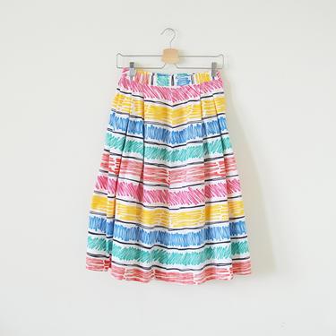 1980s full skirt / sketch skirt / vintage high waist skirt 