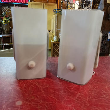 A pair of vintage frosted glass sconces