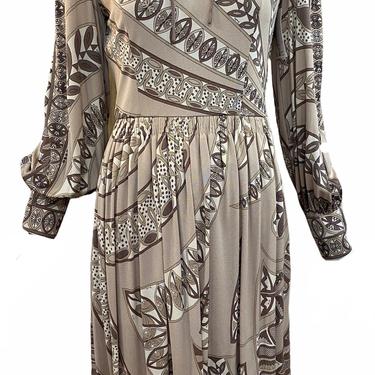 Pucci 70s Earth Tones Jersey Dress with Iconic Print