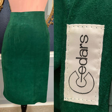 Vintage Leather Suede Skirt, High Waist, Fully Lined, Size 12 US 