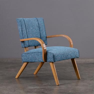 Reupholstered Mid-Century Lounge Chair Blue-Green Turquoise 