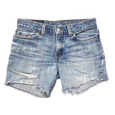 Vintage 1990s LEVI'S 518 Cut Off Jean Shorts ~ measure 28.5 Waist ~ 90s Denim Cutoffs ~ Daisy Dukes ~ Made in USA ~ 