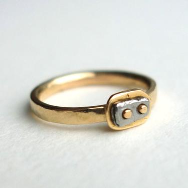 One of a Kind Handmade 14k Recycled Gold and Iron Alternative Engagement Ring 