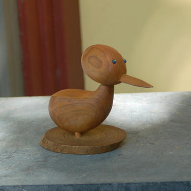 Ben Thune 1979 signed, Classic Scandinavian Styling, Mid Century, Danish Modern, Hand Carved, Wooden Teak, Duck Figure Bird Figure Sculpture 
