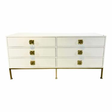 Contemporary White Lacquer Six Drawer Dresser